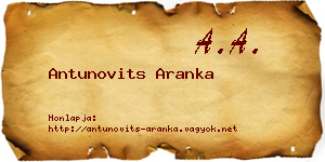 Antunovits Aranka névjegykártya