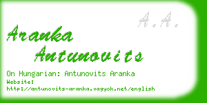 aranka antunovits business card